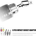 Impact Driver Socket Adapter Set 6 PCS- 1/4 3/8 1/2 Hex Shank 3PCS Swivel Impact Driver Bit Set Socket Holder+3 PCS Straight Drill Bit Adapter Attachments, Silver Drill Accessories-SCS6