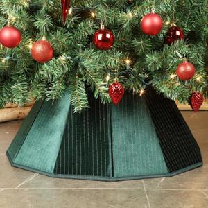 Blissun Christmas Tree Collar, Velvet Foldable Christmas Tree Ring with Golden Dotted line, Christmas Tree Skirt for Artificial Christmas Trees Decoration, Green
