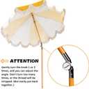 6.5ft Pagoda Beach Umbrella with Fringe, UPF 50+ Boho Umbrellas with Carry Bag, Premium Wood Pole Foldable Tassel Umbrella for Outdoor Garden Lawn Pool Yard Table