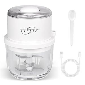 TTFTTF Electric Garlic Chopper, 350ML Glass Bowl Mini Food Processor, Portable Veggie Chopper Onion Garlic Grinder, Wireless Blender for Ginger, Chili, Fruit, Meat, etc
