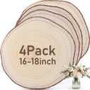 Yousoontic 4 Pcs Giant Rustic Round Wood Slices Large Unfinished Natural Wood Round Circles with Tree Live Edge for Crafts Wedding Centerpieces Farmhouse Table Decor(18 Inch)