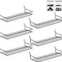 Blulu 6 Pack Small Pegboard Shelf Metal Pegboard Hooks, Metal Wall Organizer Shelf for Home Bedroom Garage, Black