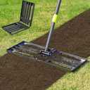 Lawn Leveling Rake,Folding 30x10 Inch Ground Plate,56 Inch Adjustable Long Handle Yard Level Tool with Curved Edge,Heavy Duty Landscaping Lawn Leveler for Grass, Golf Field, Soil Sand Dirt Spreader