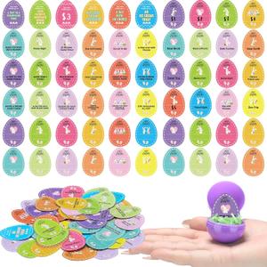 60 Pcs Paper Easter Egg Tokens Set Easter Reward Tokens Egg Fillers Hunt Party Favors Basket Stuffers for Hunt Toys Products Decorations Gifts