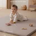 Blissful Diary Vegan Leather Baby Play Mat, 50x50 Thicken Foam Cushioned & Waterproof Playpen Mat for Infants and Toddlers, Stylish and Just Wipe-Clean Playmat for Baby Play on Floor, Taupe