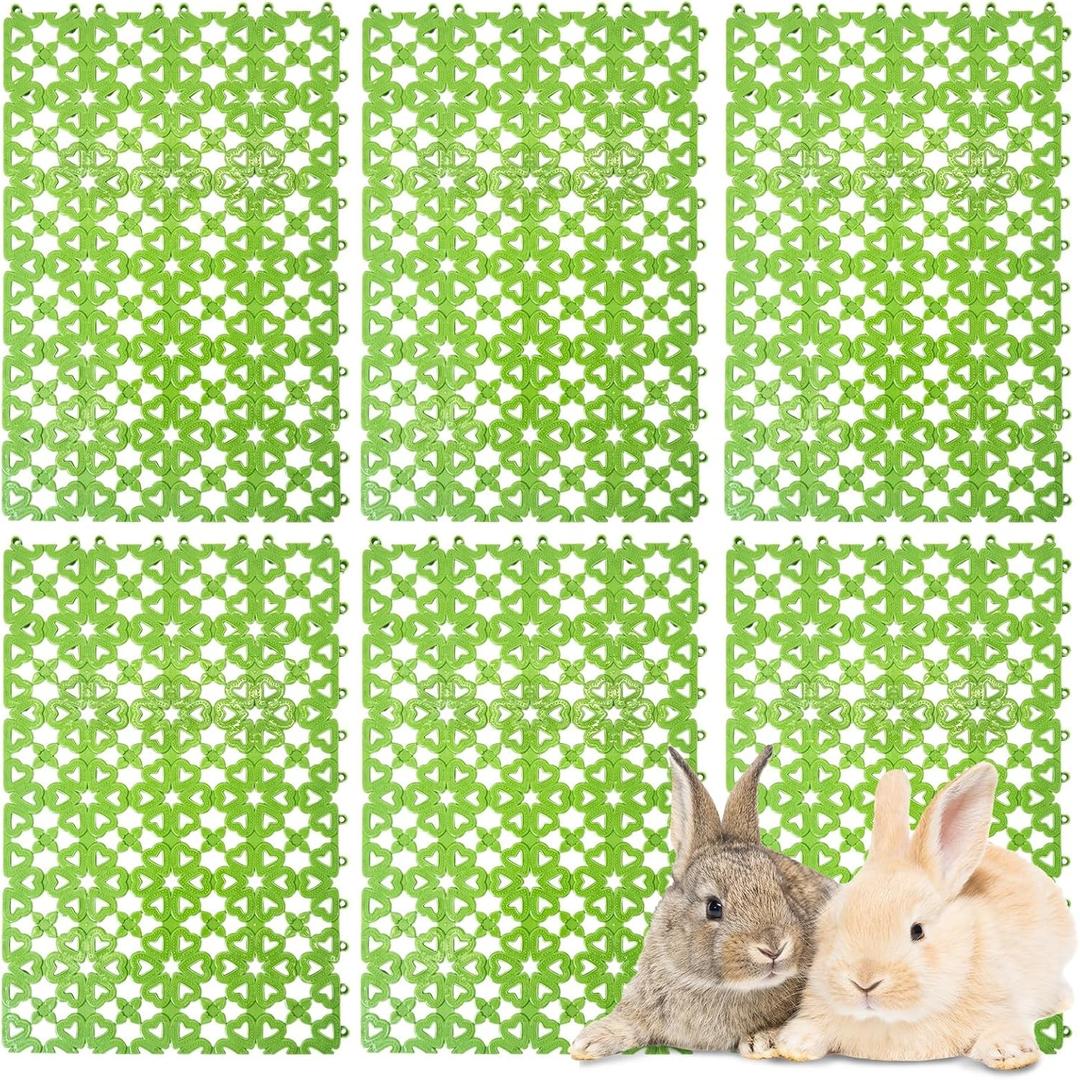 Kathson 6PCS Rabbit Cage Mat Floor Bunny Foot Resting Pads Plastic Cage Mat for Pet Cats Dogs Hamster Rat Chinchilla Guinea Pig and Other Small Animals (Green)