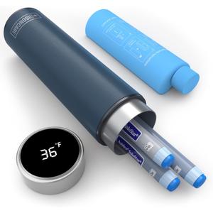 DISONCARE Odyssey 60H Insulin Cooler Travel case Digital Display Medication Cooler for Medicine Travel TSA Approved Ice Pack Diabetic Medical Cooler Diabetes Bag EpiPen with QR Medical Tag (Navy Blue)