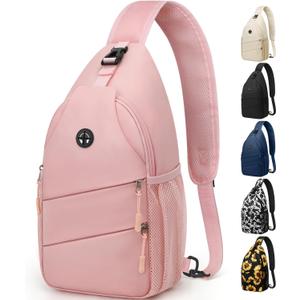 Pritent Crossbody Bags for Women Men Trendy Sling Bag Backpack Casual Chest Bag with Convertible Shoulder Strap (Medium, Pink)