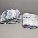 Carvapet Bathroom Rug Mat 2 Piece Set Soft Absorbent Fluffy Microfiber Bath Rug Set Non-Slip Shaggy Bath Mats Machine Wash Dry Bathroom Floor Mats, Teal Aqua White, 17"x24"+17"x48"