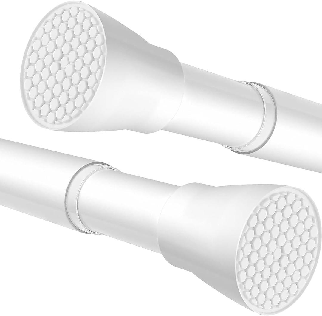 Shower Curtain Rod 28 to 48 inches 2PCS,Spring Tension Curtain Rod White Expandable Rods Adjustable Rods for Window, Wardrobe, Doorway, Kitchen
