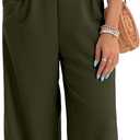 Womens Summer Jumpsuits Dressy Sexy V Neck Twist One Piece Outfits Sleeveless Casual Wide Leg Long Pant Rompers (Large, Army Green)