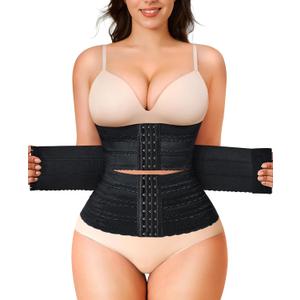 LODAY Segmented Waist Trainer for Women Corset Shapewear Waist Cincher Tummy Control Faja Body Shaper (Black)