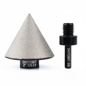Diamond Beveling Chamfer Bit, Countersink Drill Bit for 0-2" (50mm) Hole Enlarging Trimming in Porcelain, Ceramic Tiles W/ 5/8"-11 Thread for Angle Grinders & 3/8 Hex Shank Adapter for Drills