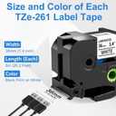 Labelife 36mm Label Tape TZe-261 Replacement for Brother P Touch TZe TZ Tape 36mm 1.4 Inch Laminated White TZe261 TZ-261 for Brother Ptouch PT-P910BT PT-P900W PT-P950W PT-530 PT550 Label Maker, 4-Pack