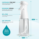 Bealee Spray Bottle For Hair, Continuous Mister Empty Spray Bottle, Ultra Fine Mist Water Sprayer for Hairstyling, Cleaning, Plants, Pets, Barbers, Salons, Essential Oil Scents - 1 Pack 6.8 OZ, White