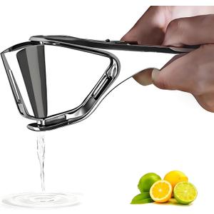 Heavy Duty Lemon Squeezer Stainless Steel - Max Extraction Manual Juicer - Easy Squeeze Fold-Flat Lime Citrus Handheld Juice Extractor (Large, Silver)