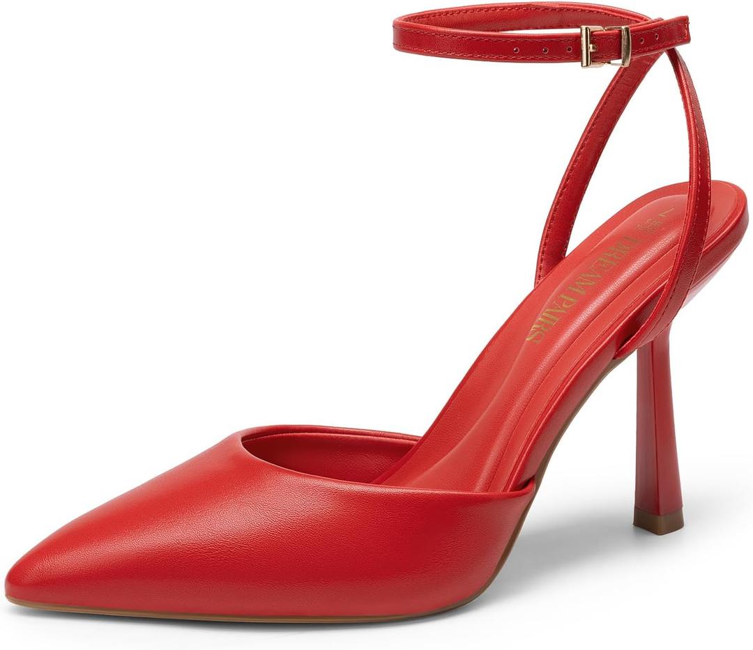 DREAM PAIRS High Heels for Women Closed Pointed Toe Dress Shoes for Women Ankle Strap Stiletto Heel Party Wedding Sexy Pump Shoes (7.5)