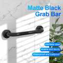 16 Inch Matte Black Shower Grab Bar-1" Diameter, iMomwee Stainless Steel Elderly Safety Bars, Bathroom Shower Balance Bar, Wall Handrail Support, Handicap Senior Disabled Pregnant Assist Bath Handle
