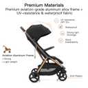 Gromast 2 in 1 Baby Stroller, Portable Travel Newborn Toddler Stroller with Cup Holder & UPF 50+ Canopy, One-Hand Automatic Folding - Black