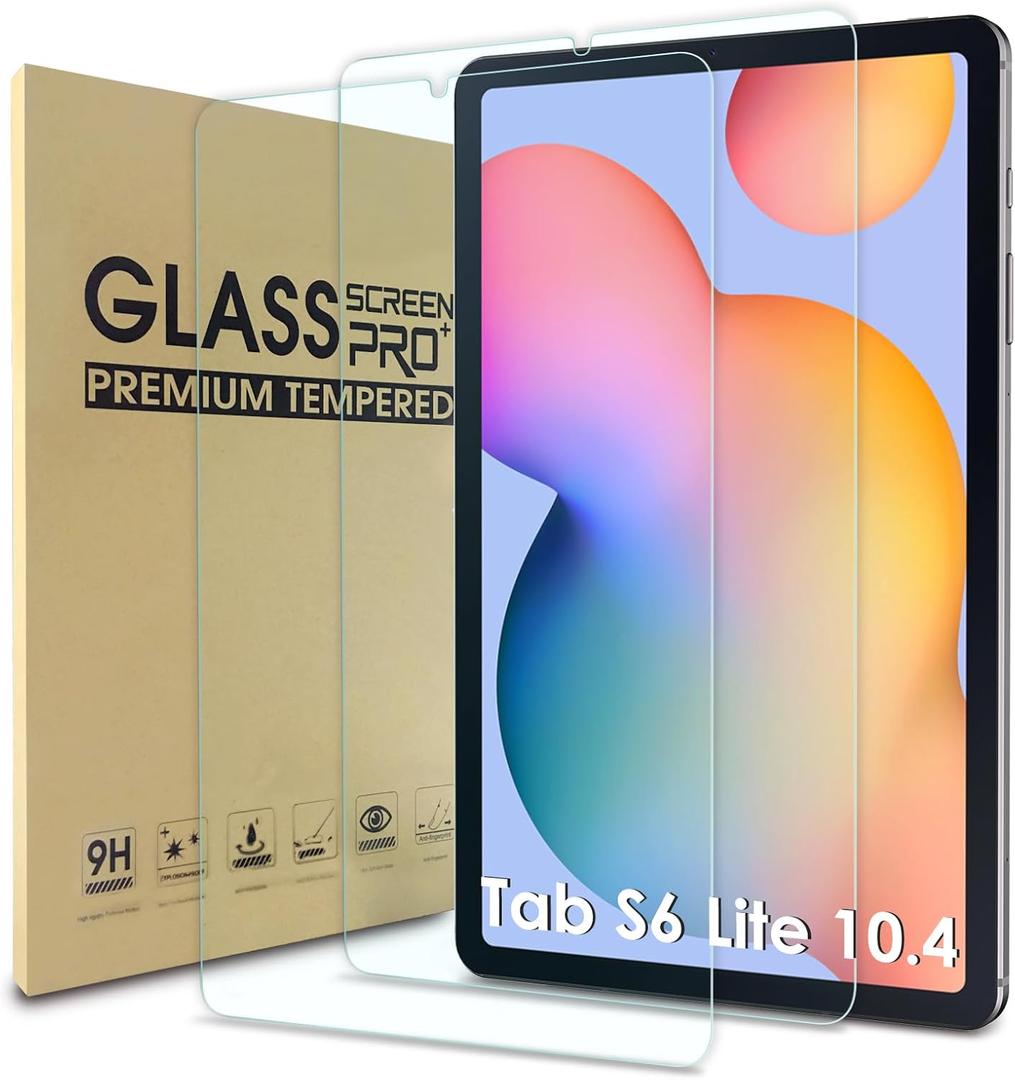 WD&CD 2 Pack Screen Protector Compatible with Samsung Galaxy Tab S6 Lite 10.4" 2024/2022/2020, 9H Hardness Tempered Glass Film Clear Anti-Bubble