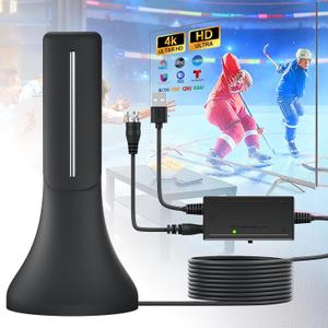 2026 Digital TV Antenna Indoor for Local Channels, Long Range TV Antenna for Smart TV and All Older TV's,Supports 4K 1080P HD VHF UHF with Amplifier Signal Booster and 13ft Cable