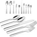65 Piece Silverware Flatware Cutlery Set, Stainless Steel Fork Spoon Knife Sets for 12, Dishwasher Safe,Ergonomic Design Size and Weight