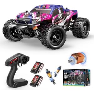 Pink Remote Control Car for Girls, Fast rc Cars for Girls 1:18 Scale Monster Truck with 40+ KM/H Speed 4WD Off-Road RC Truck, Dual Rechargeable Batteries, Toys for 8 9 10 11 12 Year Old Girl Gifts