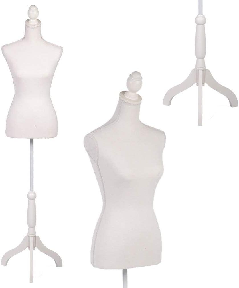 Mannequin Dress Form Female Dress Model Torso Display Mannequin Body 60-67 Inch Height Adjustable Tripod Stand (White, 60-67 Inches)