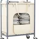 Laundry Basket with Wheels,150L Large Rolling Laundry Hamper, Heavy-Duty Laundry Cart Sturdy Metal Frame with Handle, Minimizes Bending Easy Access Clothing for Bedroom, Bathroom, Laundry Room (Beige), 28.35" x 12.6" x 27.56"