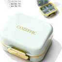 Small Pill Case Travel Pill Box with 7 Compartments for Purse - Compact Pill Organizer for Medicine Vitamin - Portable Container for Fish Oil & Supplements - Sage