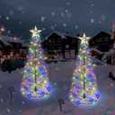Outdoor Christmas Decorations, 2 Pack 20'' Spiral Solar Christmas Tree Lights, 8 Modes Solar Pathway Lights, Waterpoof Light up Prelit Xmas Tree for Garden Patio Yard Walkway DrivewayMulticolor