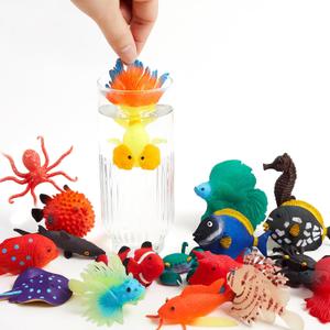 Mold Free Bath Toys for Kids Toddlers, Color Changing Sea Animal, Squishy Mini Sea Creature, Realistic Fish Toys,for Bathtub,Pool, Under The Sea Party Decorations,Cake Topper,Rewards,Gifts