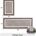 HEBE Bath Rug Set 2 Piece Coffee Non Slip Bathroom Contour Rug Combo Microfiber Bath Shower Mat and U-Shaped Toilet Rug Machine Washable(18"x26"+18"x48"+20"x24")