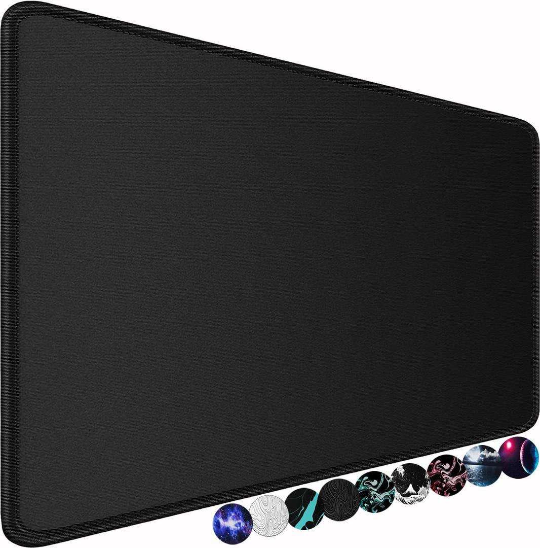 Large Gaming Mouse Pad, 31.5x15.7 inch Large Extended Computer Keyboard Mouse Mat, Water Resist Non-Slip Mousepad Rubber Base Long XXL Desk Mouse Pad for Work & Gaming, Office & Home, Black, 31.5L x 15.7W inches