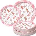 Suclain 60 Pcs Cowgirl Party Plates Decorations Coquette Bow Birthday Paper Plates Disposable Bachelorette Dinner Tableware Set for Western Themed Wedding Birthday Baby Shower Serve 50 Guests