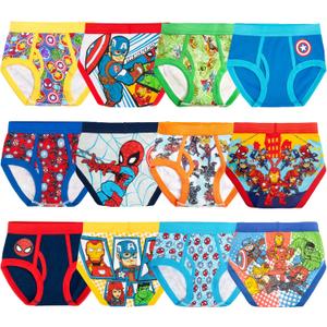 Marvel Boys' Toddler Exclusive 12-pk Unboxing Spiderman & Superhero Friends Briefs Perfect for Gifting & Potty Training, 4T