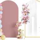 Putros 7.2ft Metal Arch Stand with Cover Light Dusty Rose Spandex Fitted Wedding Arch Cover and Round Top Chiara Backdrop Stand Set for Birthday Party Baby Shower Decoration