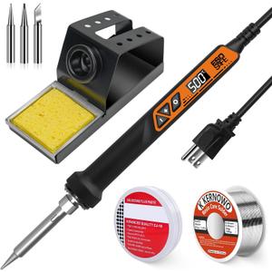 Soldering Iron, 160W High Power Soldering Tool, LED Digital Display Temperature Control Accurate 392F-932F, with ON/OFF Switch, 3 Iron Tips, Stand,Flux, Automatic Sleep Mode (Black&orange)