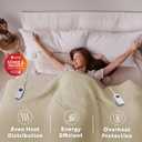 Sunbeam Royal Ultra Fleece Heated Electric Blanket King Size, 90" x 100", 12 Heat Settings, 12-Hour Auto Shut-Off, Machine Washable, Pebble Beige