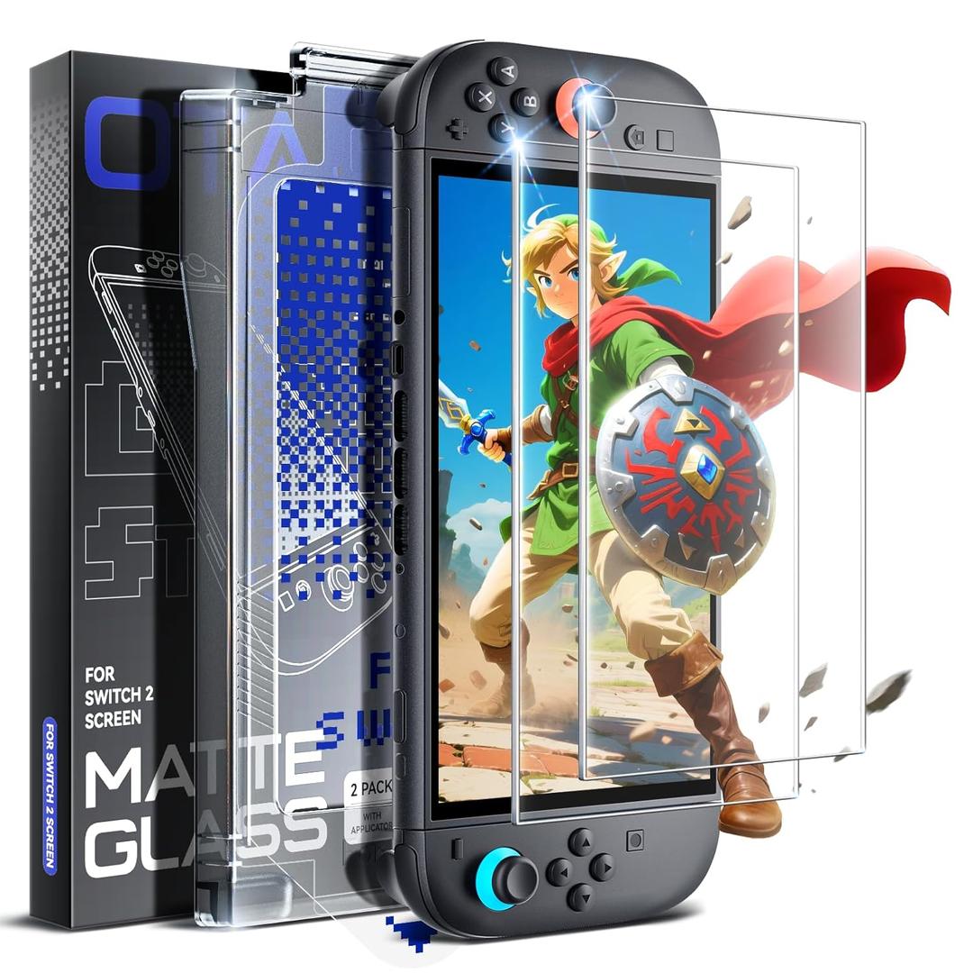 2 Pack Matte Screen Protector for Nintendo Switch 2 [7.9''] 2025 Tempered Glass, Auto Alignment Easy Installation, Bubble Free/Anti-Scratch/Anti Fingerprint/Touch Sensitive Utterly Smooth Accessories