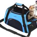 JMOON Soft-Sided Pet Carrier Bag - Airline Approved for Cats and Dogs - Foldable Comfort Travel Carrier (17.5"L x 7.0"W x 11.0"H, Blue)