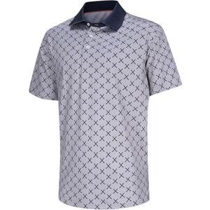 Mens Golf Shirt Short Sleeve Dry Fit Moisture Wicking Performance Collared Funny Print Golf Polo Shirts for Men (Blue, M)
