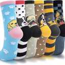 5-6 Pairs Women's Cute Cat Socks Gifts, Funny Novelty Animal Print Crew Cotton Socks Christmas Gifts for Women Girls