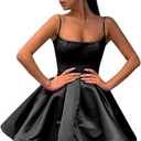 A-line Satin Homecoming Dress Spaghetti Straps for Women, Short Square Neck Cocktail Dress Sleeveless Prom Dress (2)