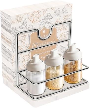 Livabber Napkin Holder, Metal Napkin Storage with Salt and Pepper Shakers Caddy Modern Napkin Dispenser for Table Kitchen Countertop, Not Including Salt and Pepper Shakers (Middle Marble, Chrome)