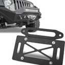 Hawse Fairlead License Plate Mount, 10 Inch Winch Mounting Bracket, Black Aluminum