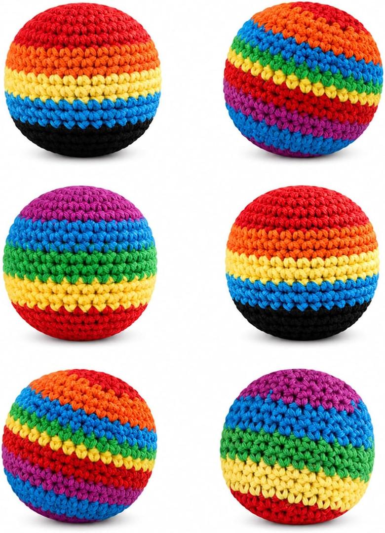 2 x 6 Packs Footbag, 2026 Upgraded Assorted Foot Bag Crochet Footbag for Kids Adults, Juggling Balls for Beginners, Multicolored Geometric Pattern