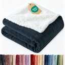 Sherpa Fleece Blanket Queen Size - Reversible Sherpa Fleece Queen Blanket - Super Soft Double Sided for Bed, Sofa, Couch - Thick, Warm, Fuzzy & Plush - Luxurious Bedding for Winter - Navy, 90" x 90"