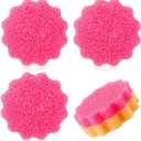 FillTouch 3 Pcs Dual Sided Scrub Sponge Multi Functional Cute Temperature Sensitive Non Scratch Dish Sponge for Washing Dishes Kitchen Bathroom(Flower,Pink)