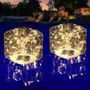 Askyli Floating Pool Lights Solar, Warm White LED Solar Pools Light, Auto On/Off Pool Lights That Float IP68 Waterproof, 5.6" Square Floating Light for Pools Wedding Party Decor(2 Pcs)